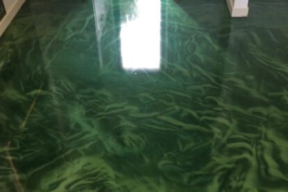 Green swirl Epoxy Floor NZ Grinders Tauranga