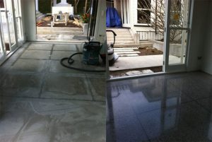 NZ Grinders concrete floor polishing before and after Tauranga