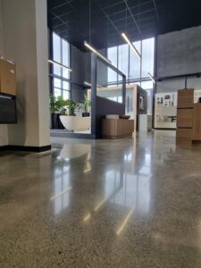 Bathroom Showroom polished concrete floor Tauranga NZ Grinders