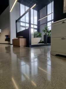 Bathroom Showroom polished concrete floor Tauranga NZ Grinders