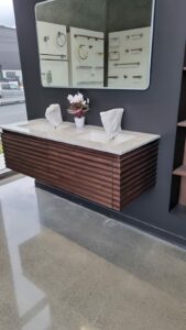 Bathroom Showroom polished concrete floor Tauranga NZ Grinders