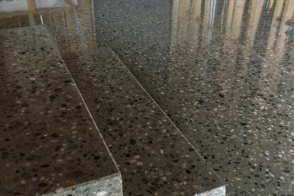 polished concrete stair treads and risers on a polished concrete floor