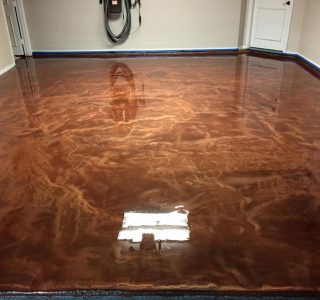 brown epoxy coated garage floor