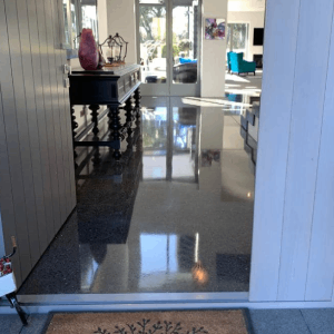 Black oxide polished concrete floor rejuvenation