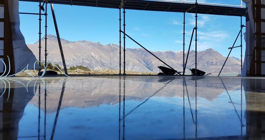 Polished concrete floor lounge Tauranga Wellington