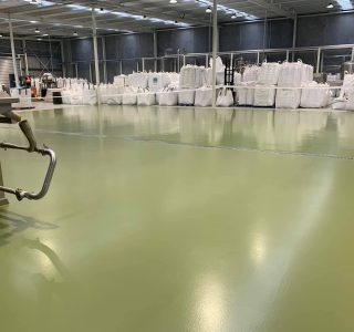 green epoxy resin warehouse factory floor