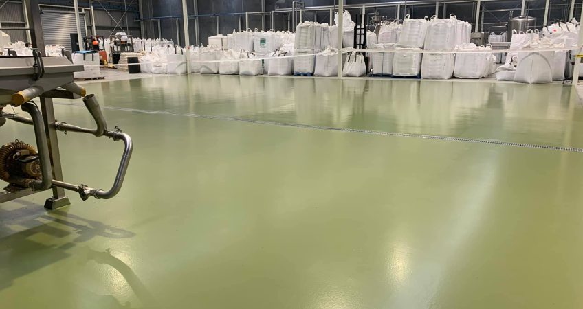 green epoxy resin warehouse factory floor