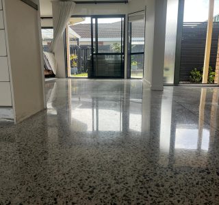Kitchen diner polished concrete floor NZ Grinders Tauranga