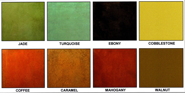 Colour sample card stained concrete nz grinders tauranga nz