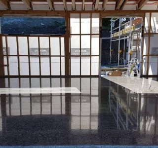 Living room polisehd concrete floor under construction