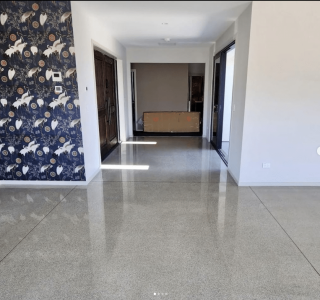 concrete control joints in polished concrete lounge floor