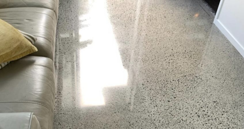 Concrete floor with full stone exposure polish