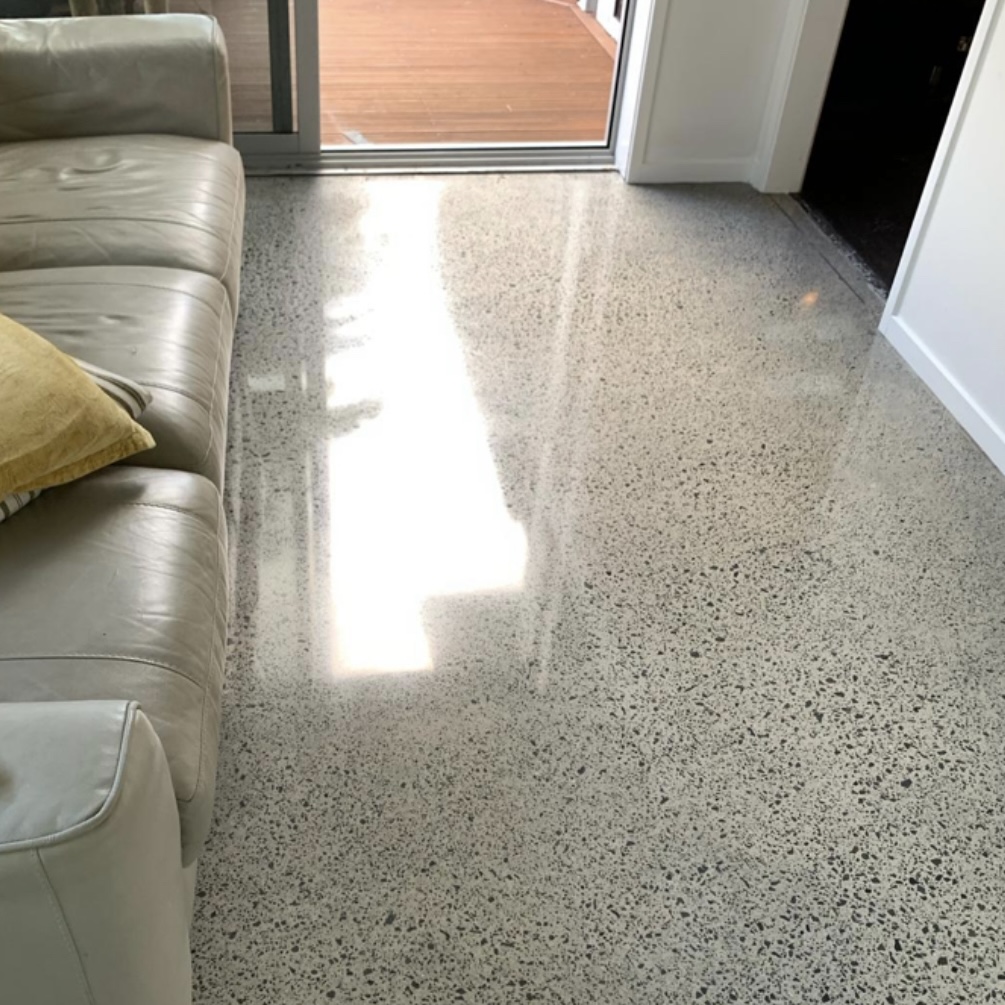 Concrete floor with full stone exposure polish