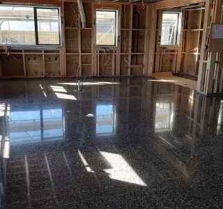 Polished concrete floor dining Tauranga Wellington NZ Grinders