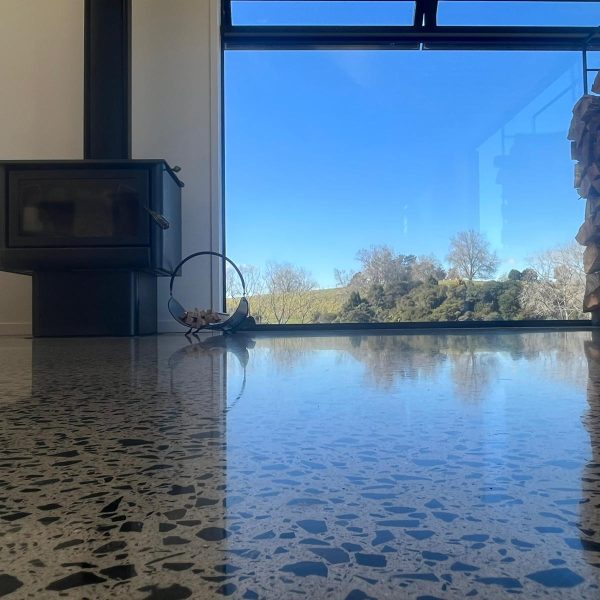 Full stone exposure polished concrete NZ Grinders Tauranga Queenstown