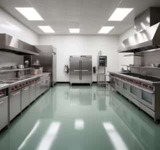 Epoxy floor in commercial kitchen