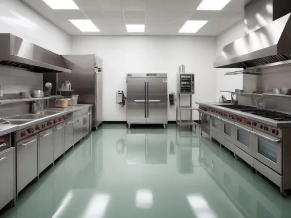 Epoxy floor in commercial kitchen