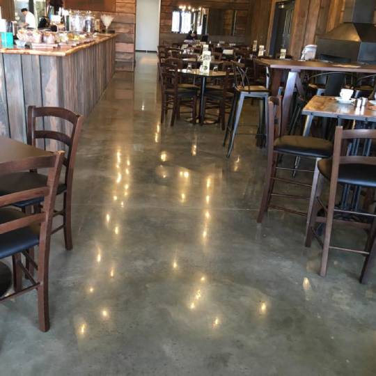 Marble Exposure polished concrete NZ Grinders Warehouse Tauranga cafe