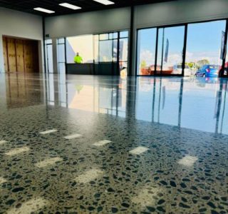 Moderate Medium Stone Exposure Polished Concrete Floor