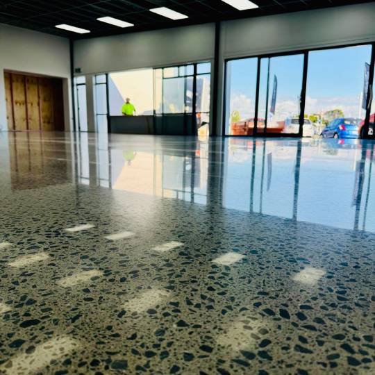 Moderate Medium Stone Exposure Polished Concrete Floor