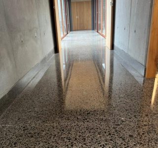 Polished concrete floor hallway NZ Grinders Taupo